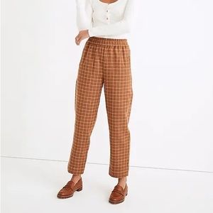 Waffleback Pull-On High-Rise Tapered Pants in Windowpane